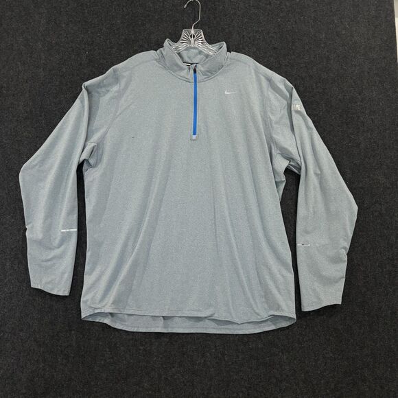 Nike Running Element Pullover Men's XXL Blue Gray Dri-Fit Quarter Zip Thumb Hole - Picture 1 of 13